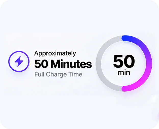Approximately 50 minutes to a full charge