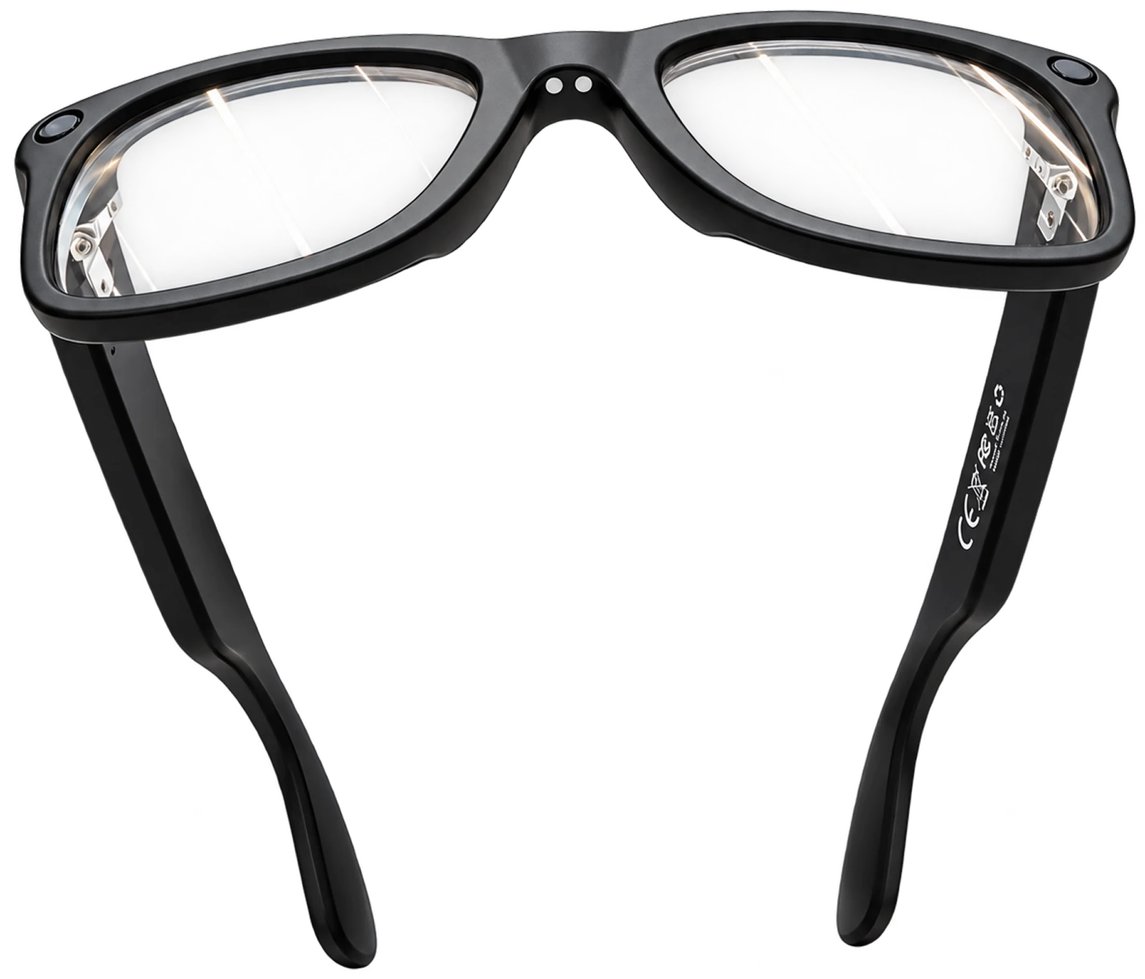 GLAYZR smart glasses seen from above, with AIBuds