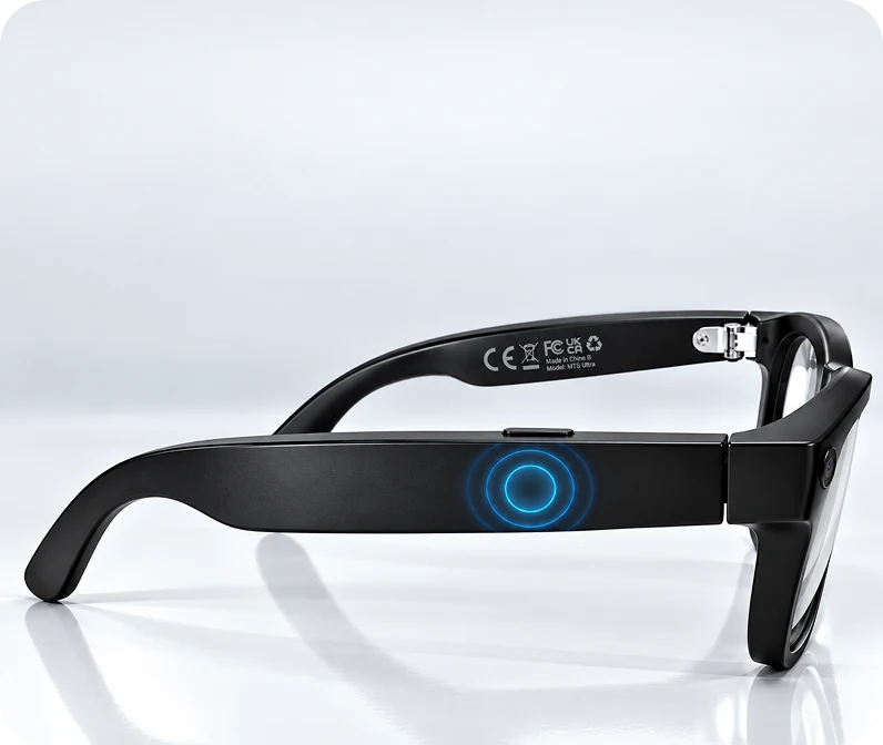 Touch control on the glasses temple